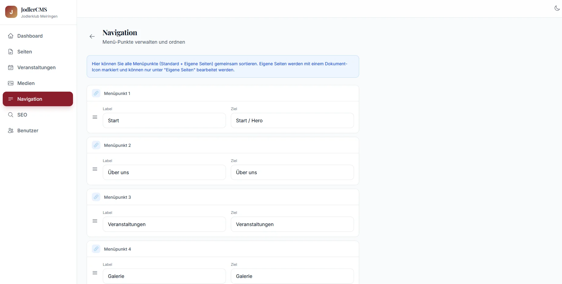 Navigation verwalten