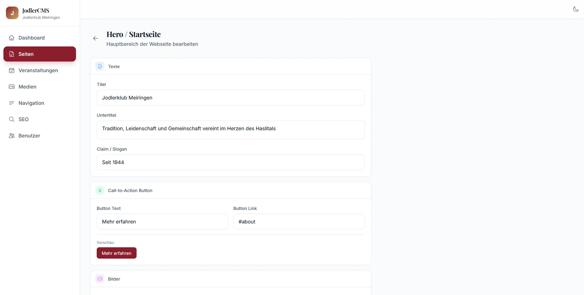 Seite Detail bearbeiten